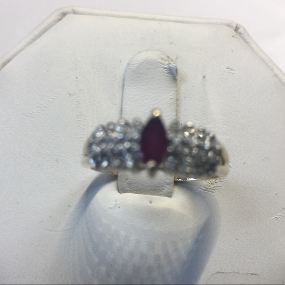 14K yellow gold diamonds ruby ring